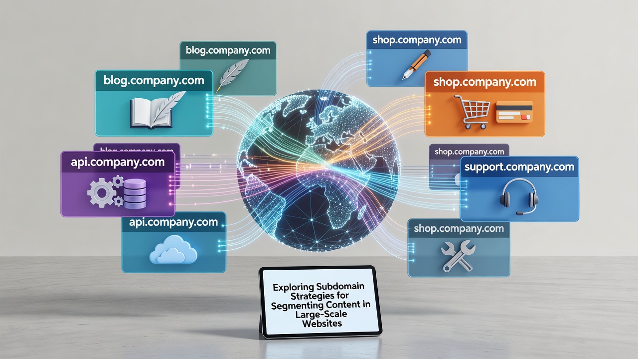 Flowchart illustrating subdomain deployment steps including DNS setup, security configuration, and analytics integration